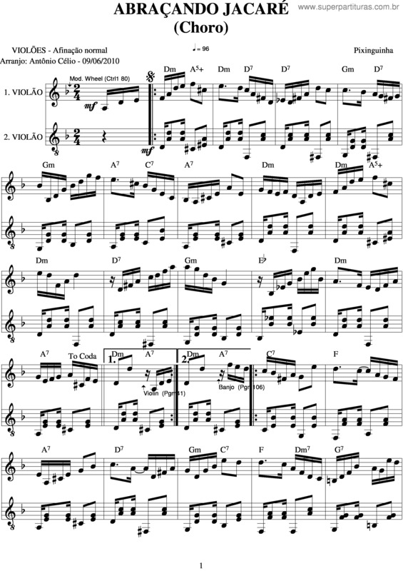 Partitura da música Abraçando Jacaré v.3