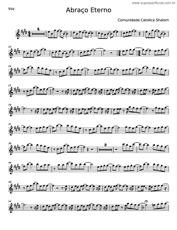 Partitura da música Abraço Eterno – Comunidade Católica Shalom v.2