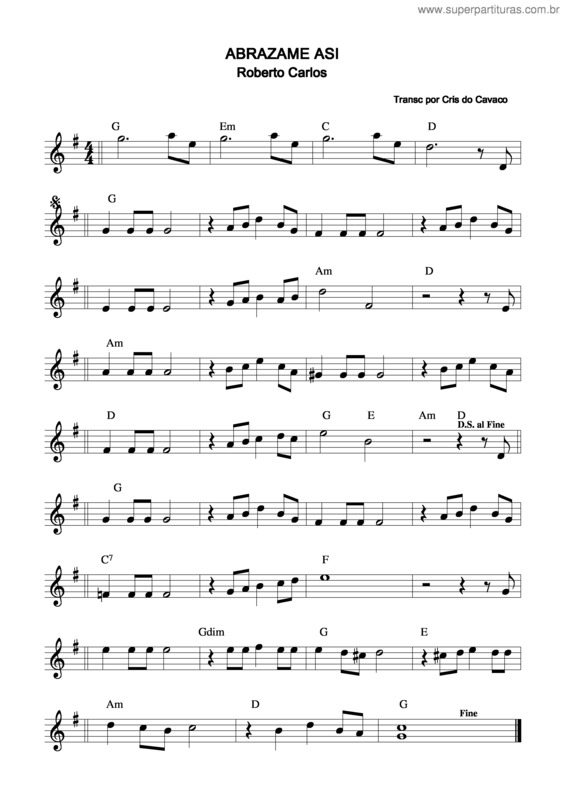 Partitura da música Abrasame