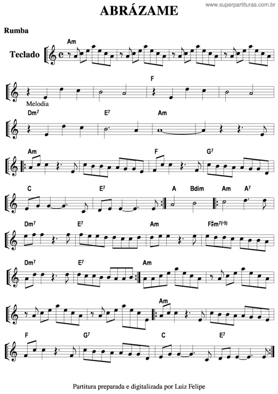 Partitura da música Abrazame v.3