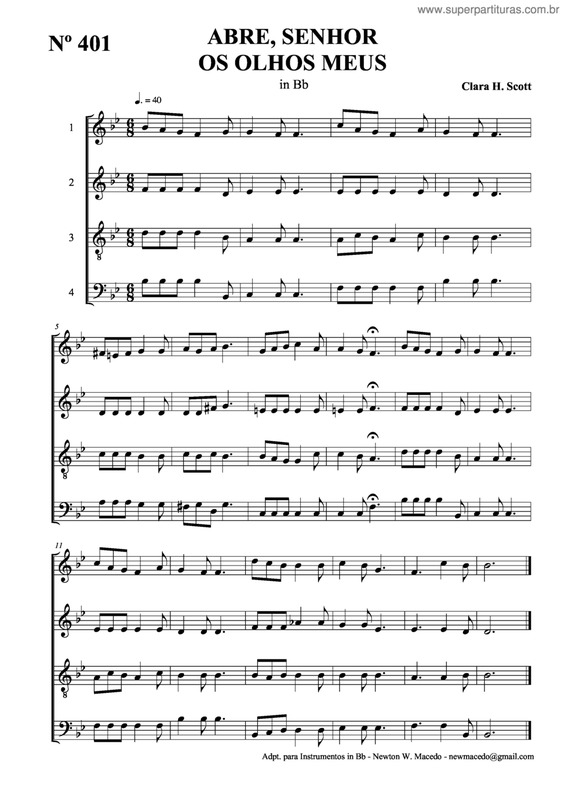 Partitura da música Abre, Senhor Os Olhos Meus