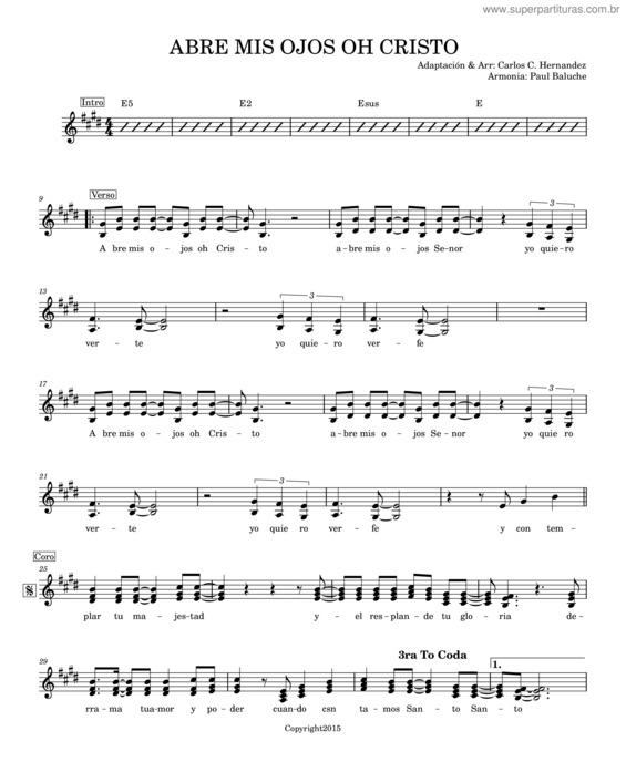 Partitura da música Abre Mis Ojos Oh Cristo