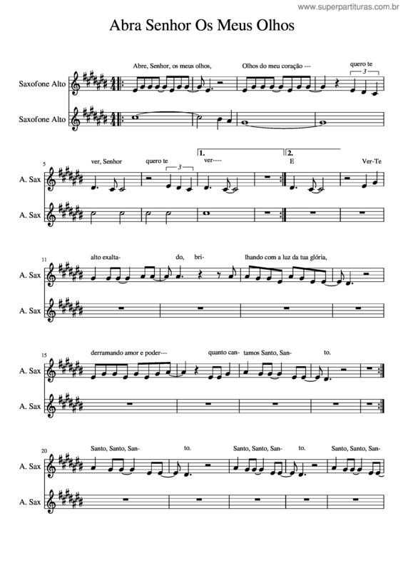 Partitura da música Abre Senhor Os Meus Olhos v.2