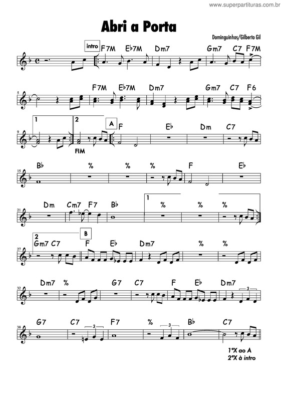 Partitura da música Abri a Porta v.2