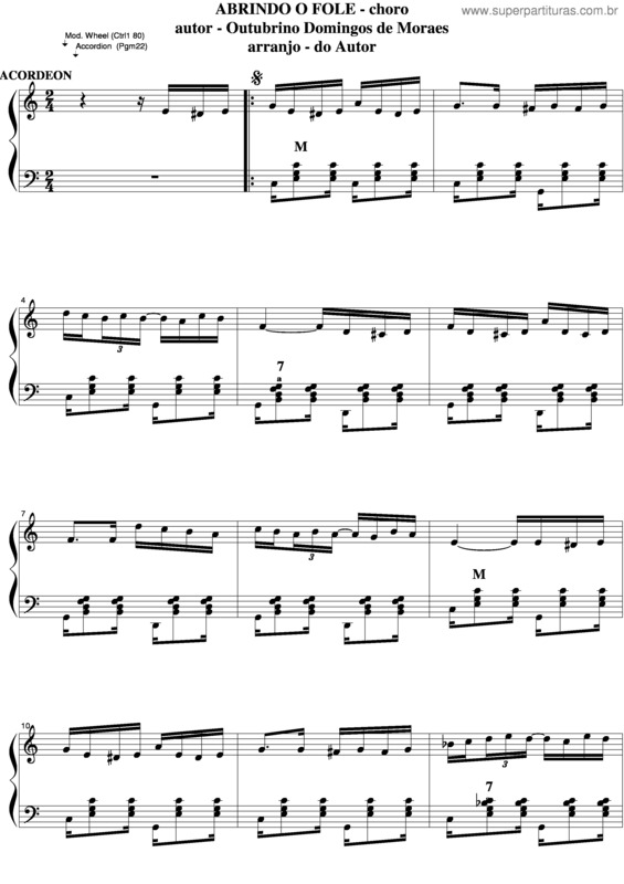 Partitura da música Abrindo O Fole