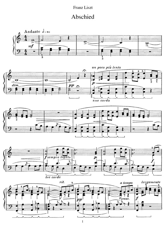 Partitura da música Abschied S.251