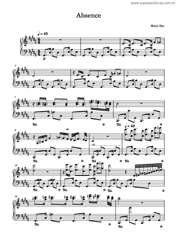 Partitura da música Absence – Matti Bye