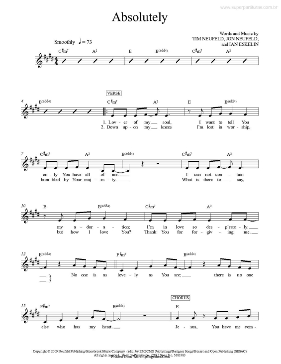 Partitura da música Absolutely