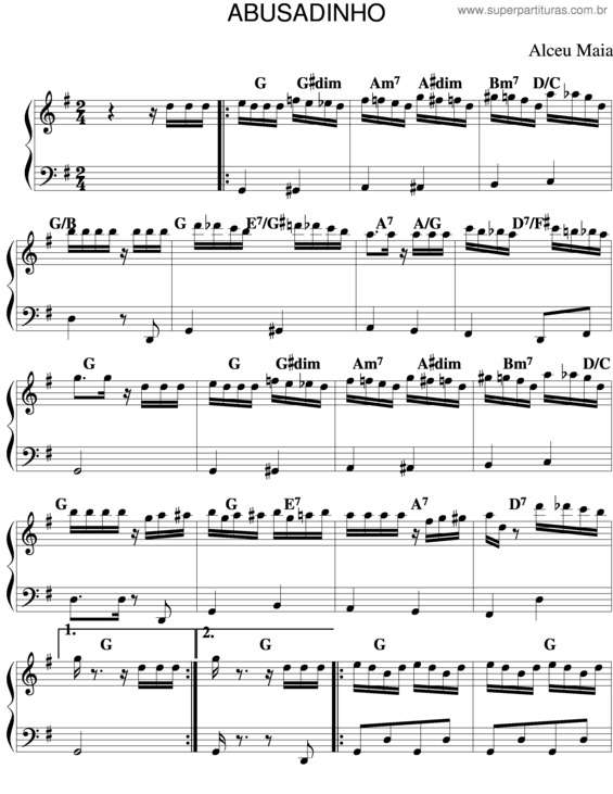 Partitura da música Abusadinho