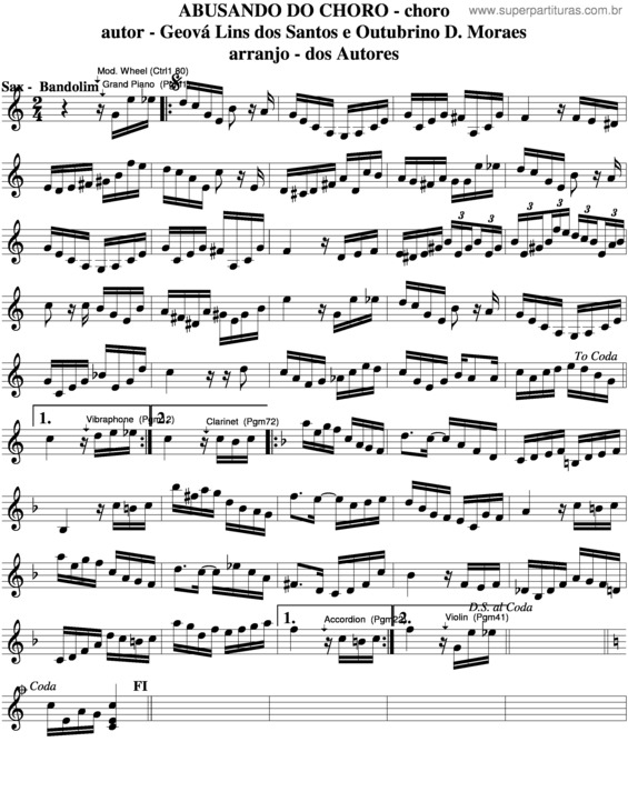 Partitura da música Abusando Do Choro v.5