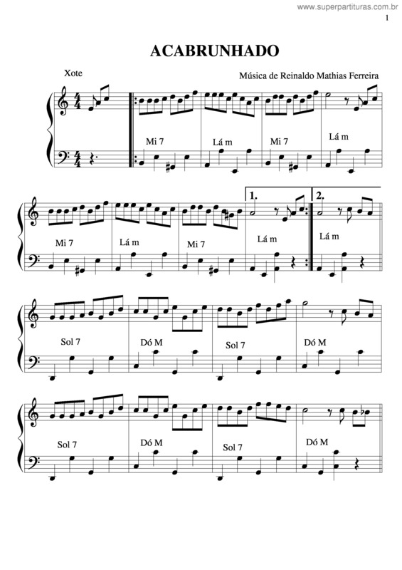 Partitura da música Acabrunhado