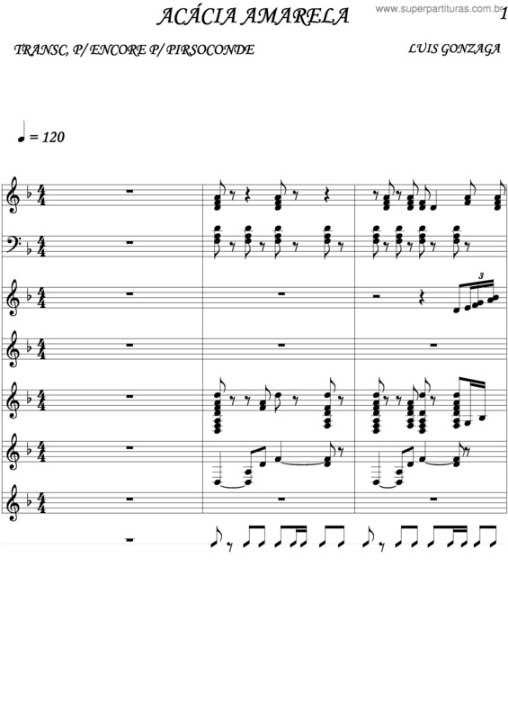 Partitura da música Acácia Amarela v.2