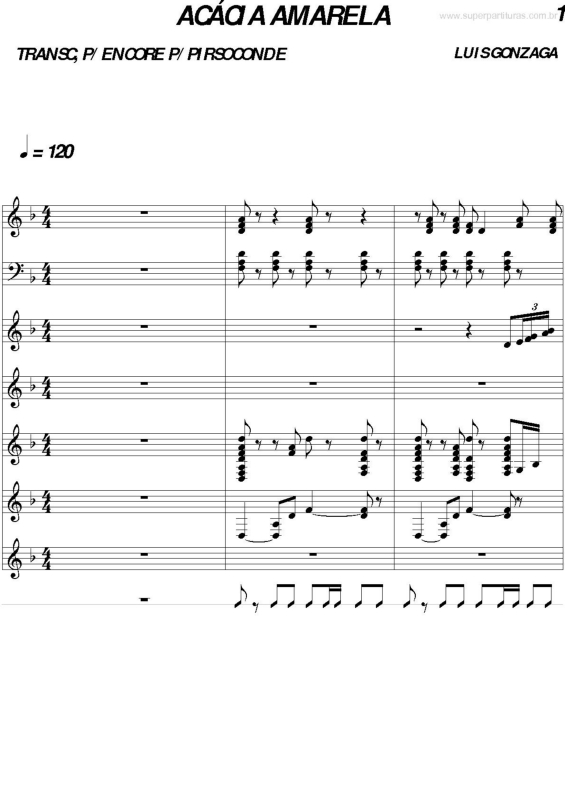 Partitura da música Acácia Amarela