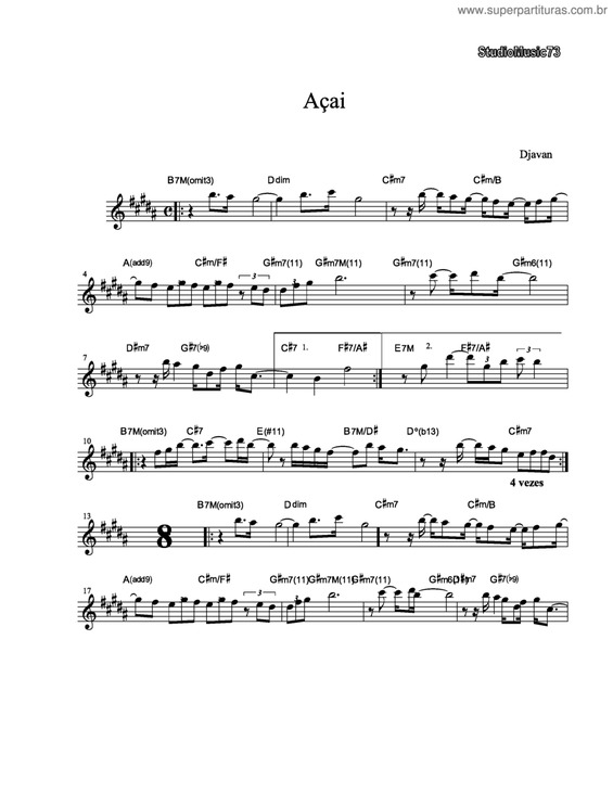 Partitura da música Açai v.3