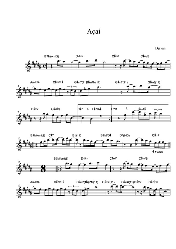 Partitura da música Açai v.4