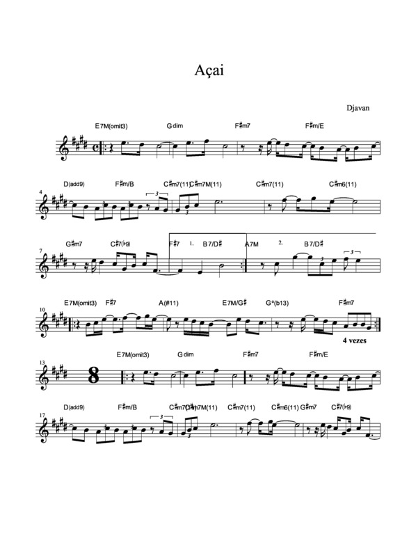 Partitura da música Açai v.5