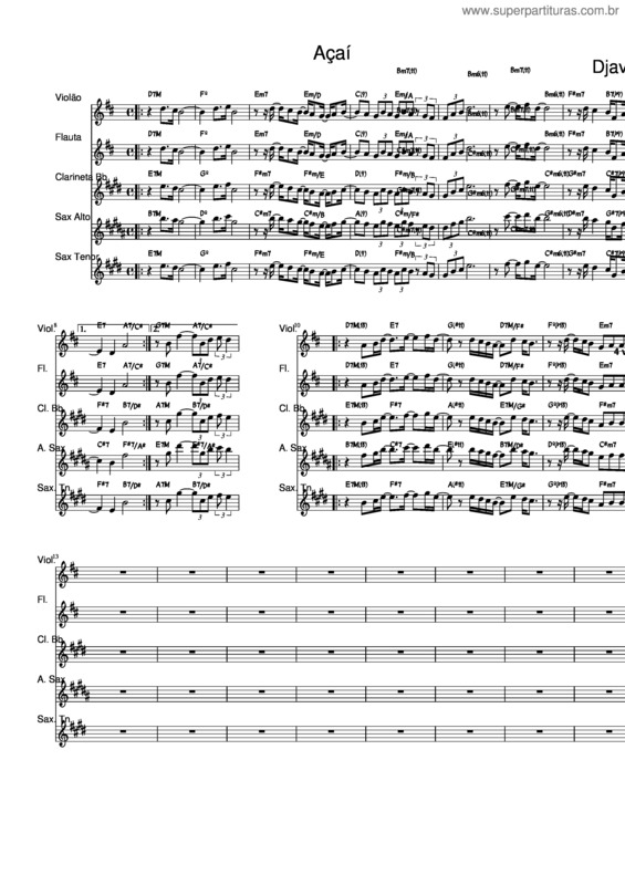 Partitura da música Açaí v.6