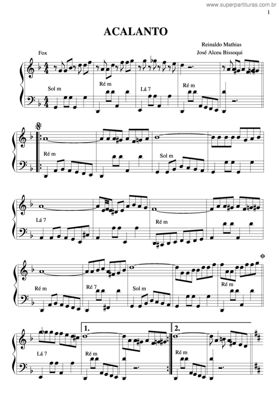 Partitura da música Acalanto v.7