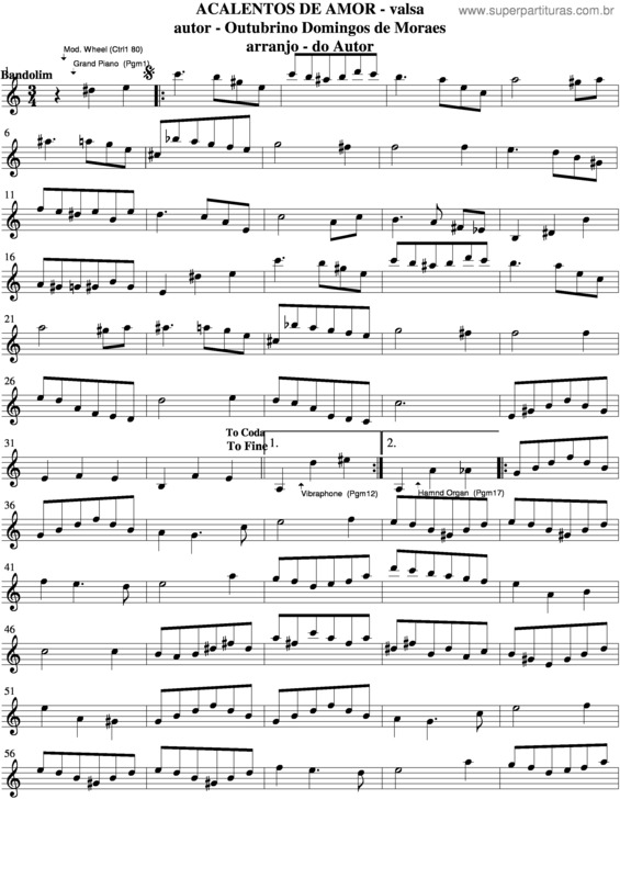 Partitura da música Acalentos De Amor v.4