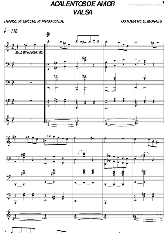 Partitura da música Acalentos de Amor