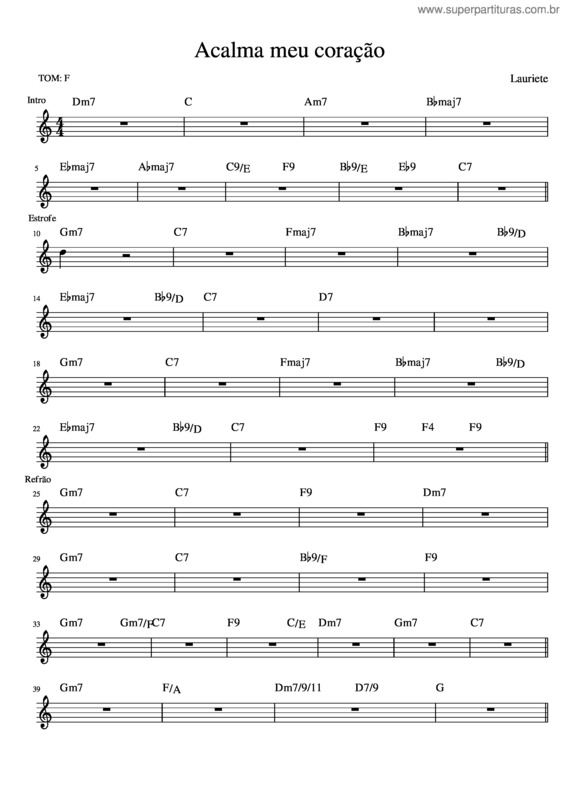 Partitura da música Acalma Meu Coracão v.2