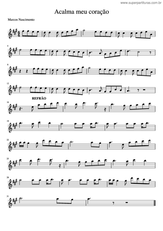 Partitura da música Acalma Meu Coração