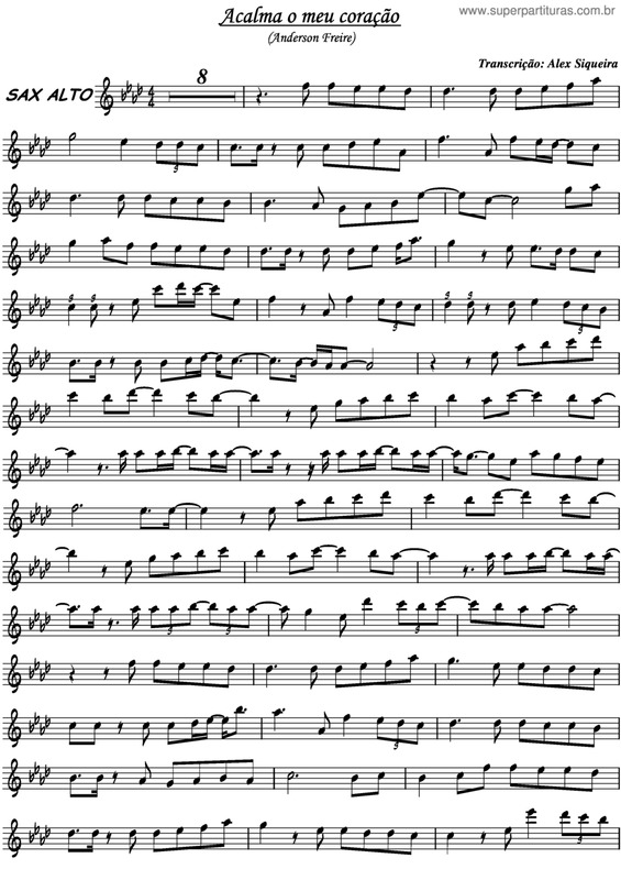 Partitura da música Acalma o Meu Coração