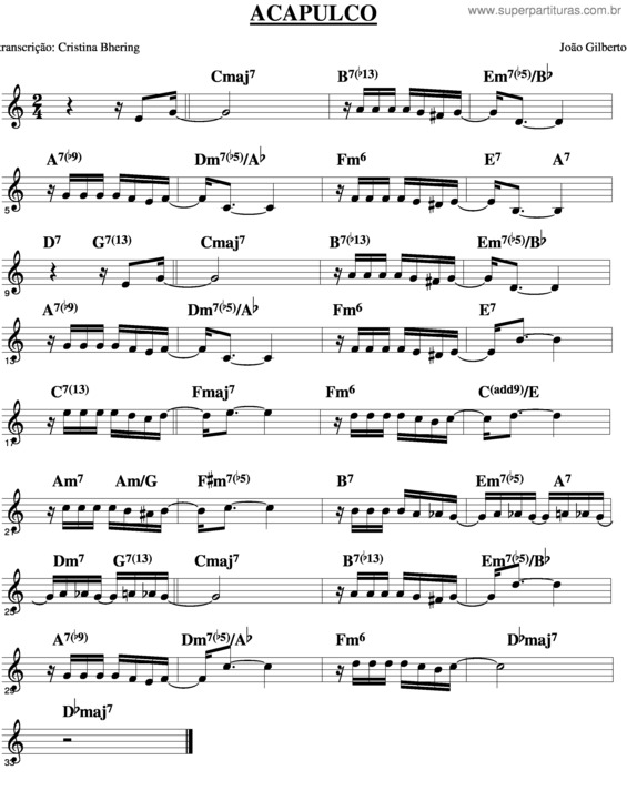 Partitura da música Acapulco