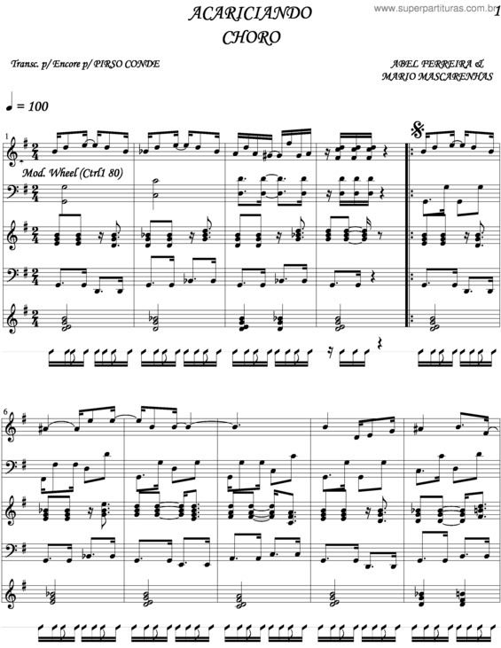 Partitura da música Acariciando v.2