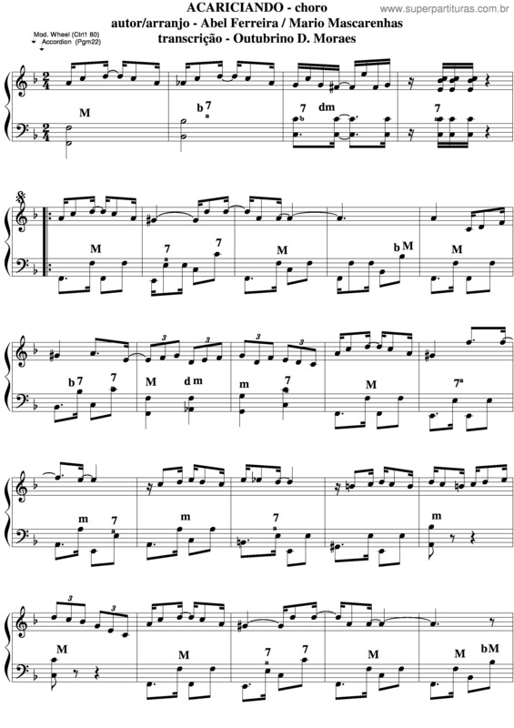 Partitura da música Acariciando v.3