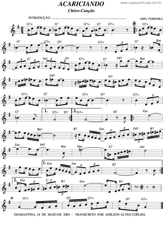 Partitura da música Acariciando