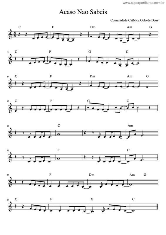 Partitura da música Acaso Nao Sabeis v.2