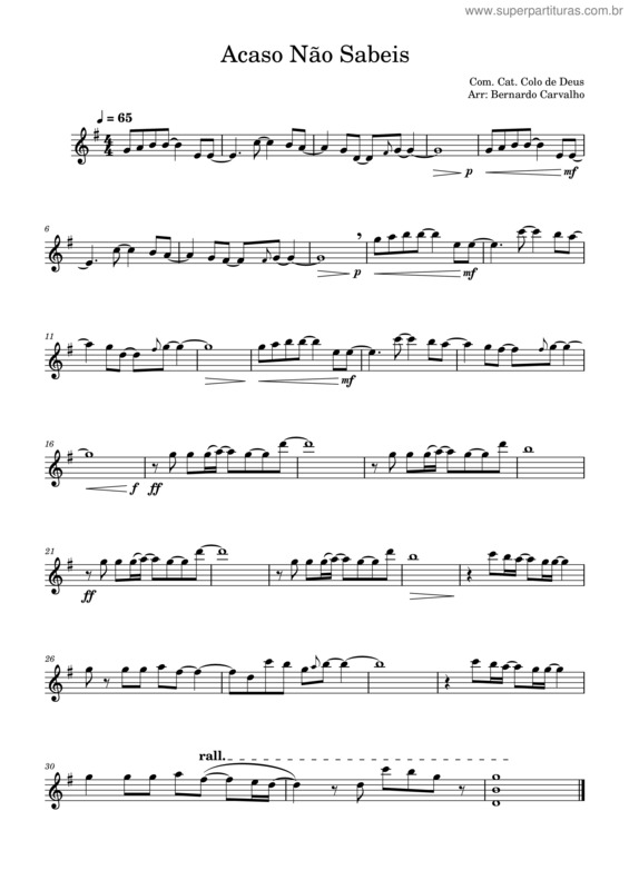 Partitura da música Acaso Não Sabeis
