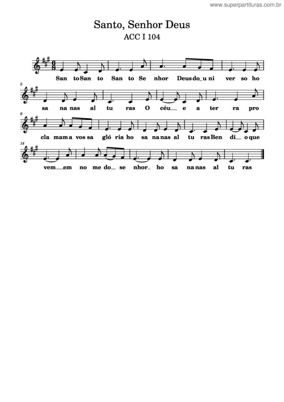 Partitura da música Acc I 104 Santo, Senhor Deus