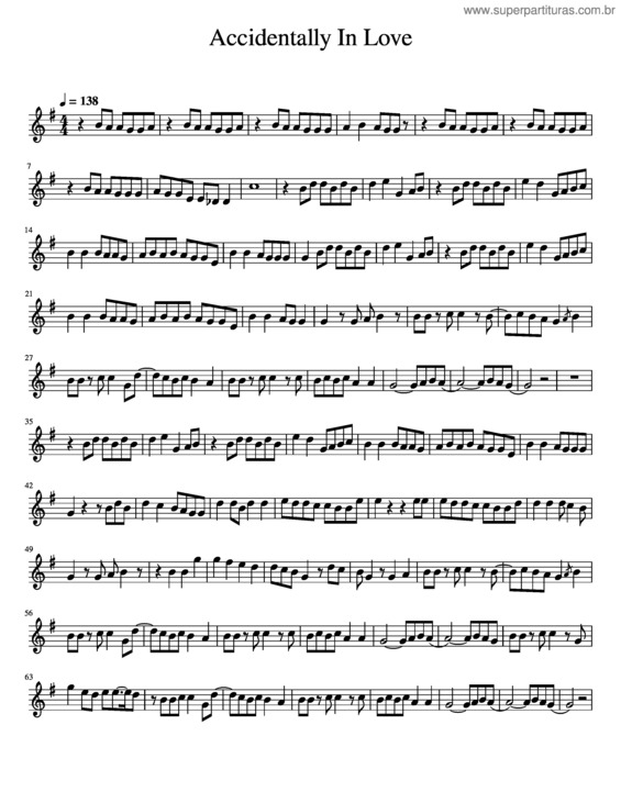 Partitura da música Accidentally In Love – Counting Crows