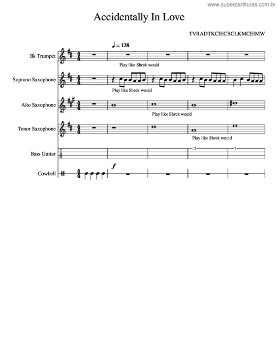 Partitura da música Accidentally In Love v.11