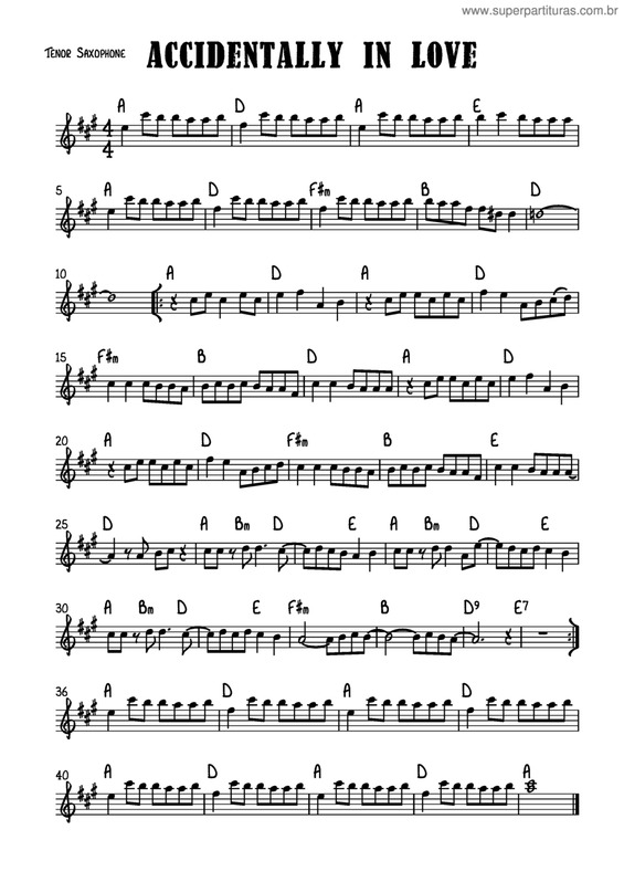 Partitura da música Accidentally In Love v.5