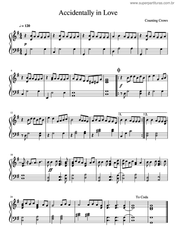 Partitura da música Accidentally In Love v.7