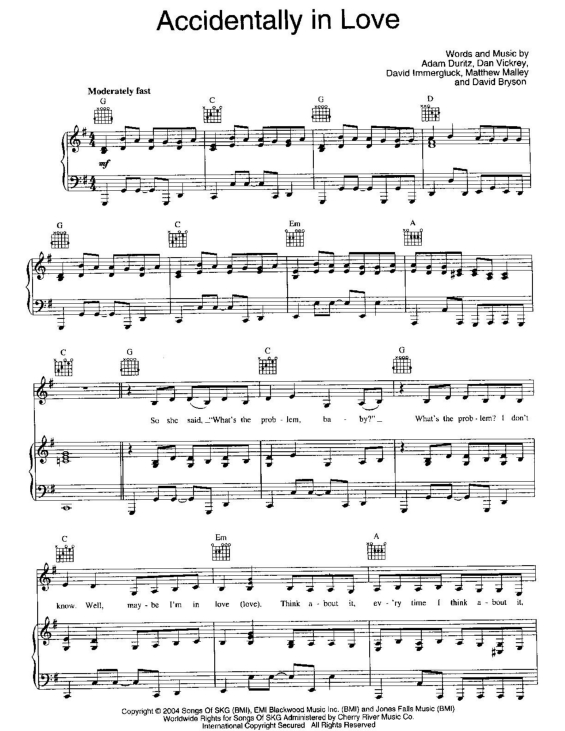 Partitura da música Accidentally in Love