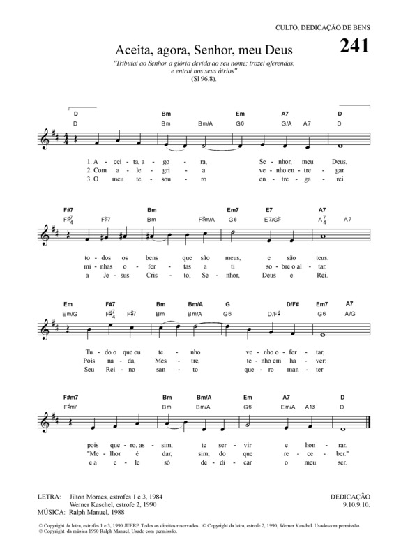 Partitura da música Aceita Agora Senhor Meu Deus