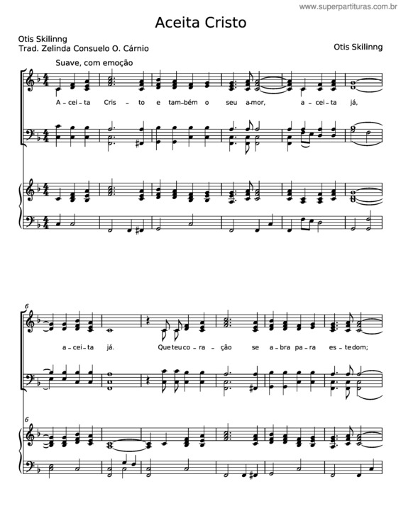 Partitura da música Aceita Cristo – Otis Skilinng