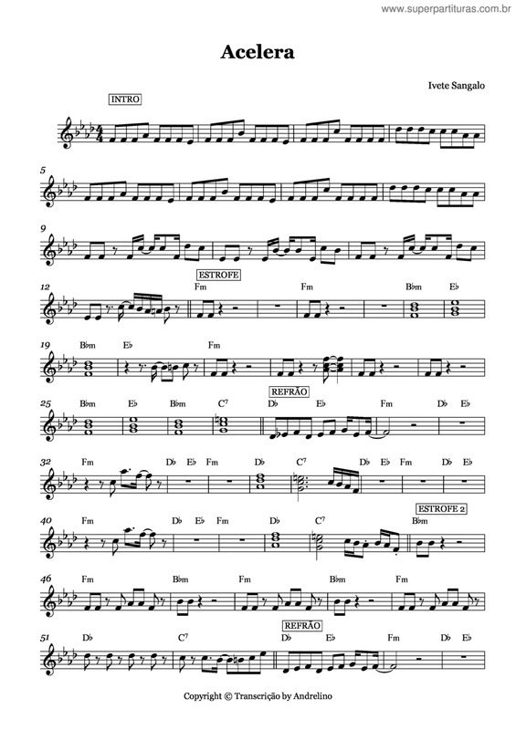 Partitura da música Acelera