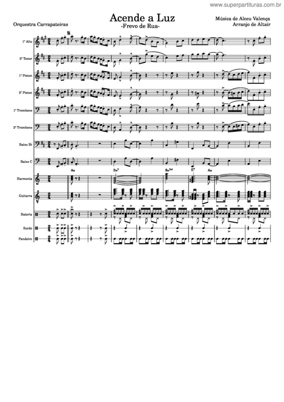 Partitura da música Acende A Luz – Alceu Valença