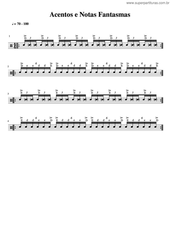 Partitura da música Acentos E Notas Fantasmas