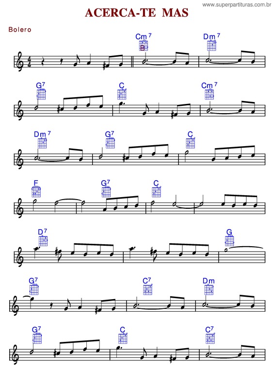 Partitura da música Acerca-te Más v.4