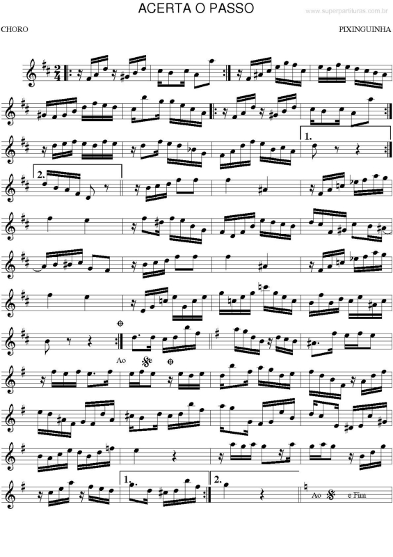 Partitura da música Acerta O Passo