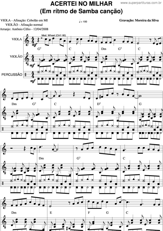 Partitura da música Acertei No Milhar v.4