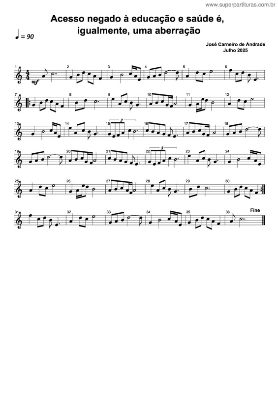 Partitura da música Acesso Negado À Educação E Saúde É, Igualmente, Uma Aberração