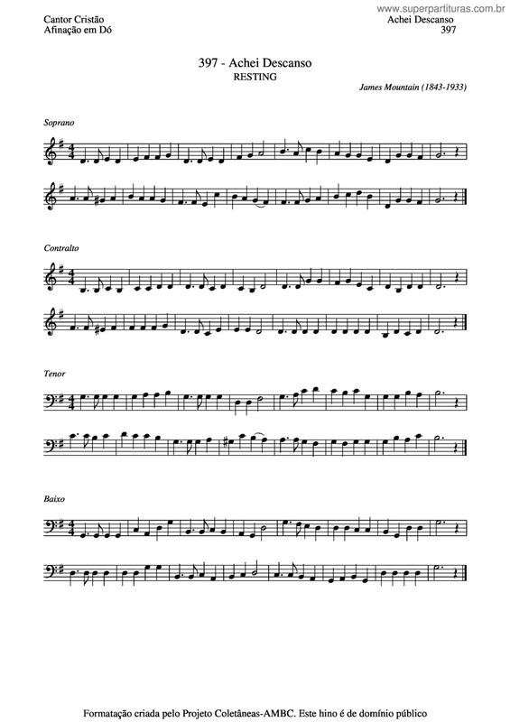 Partitura da música Achei Descanso v.2