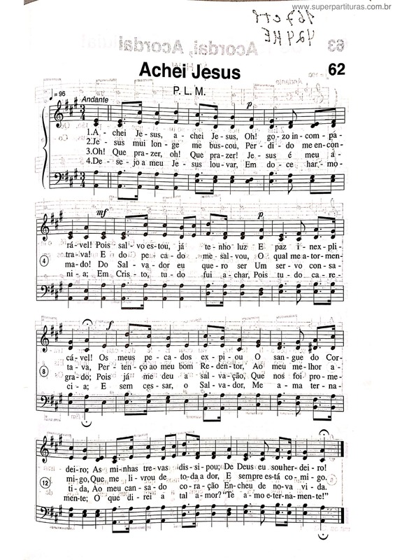 Partitura da música Achei Jesus v.2